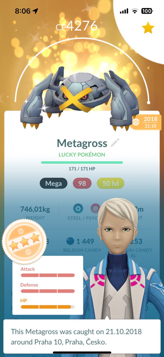 TJurnicek's tweet photo. I have not the shundo from lucky trade yet, but these two guys is also great for me. Especially Metagross is one of the best looking Pokémon in shiny form and it is ready for future mega evolution and master league. Both instantly maxed out to level 50 😎. #PokemonGO https://t.co/uvN3IZEqu7