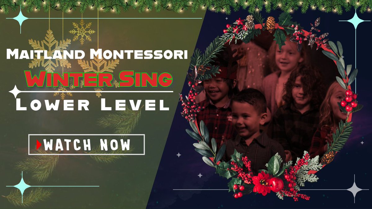 🎶✨ It's finally here! Join us TODAY at 4:30 PM for the premiere of Maitland Montessori's Winter Sing videos on our YouTube channel. 🌟 Go to YouTube.com/@maitlandmonte…, sign up for notifications, and get ready to enjoy the enchanting performances. #WinterSing #MaitlandMontessori