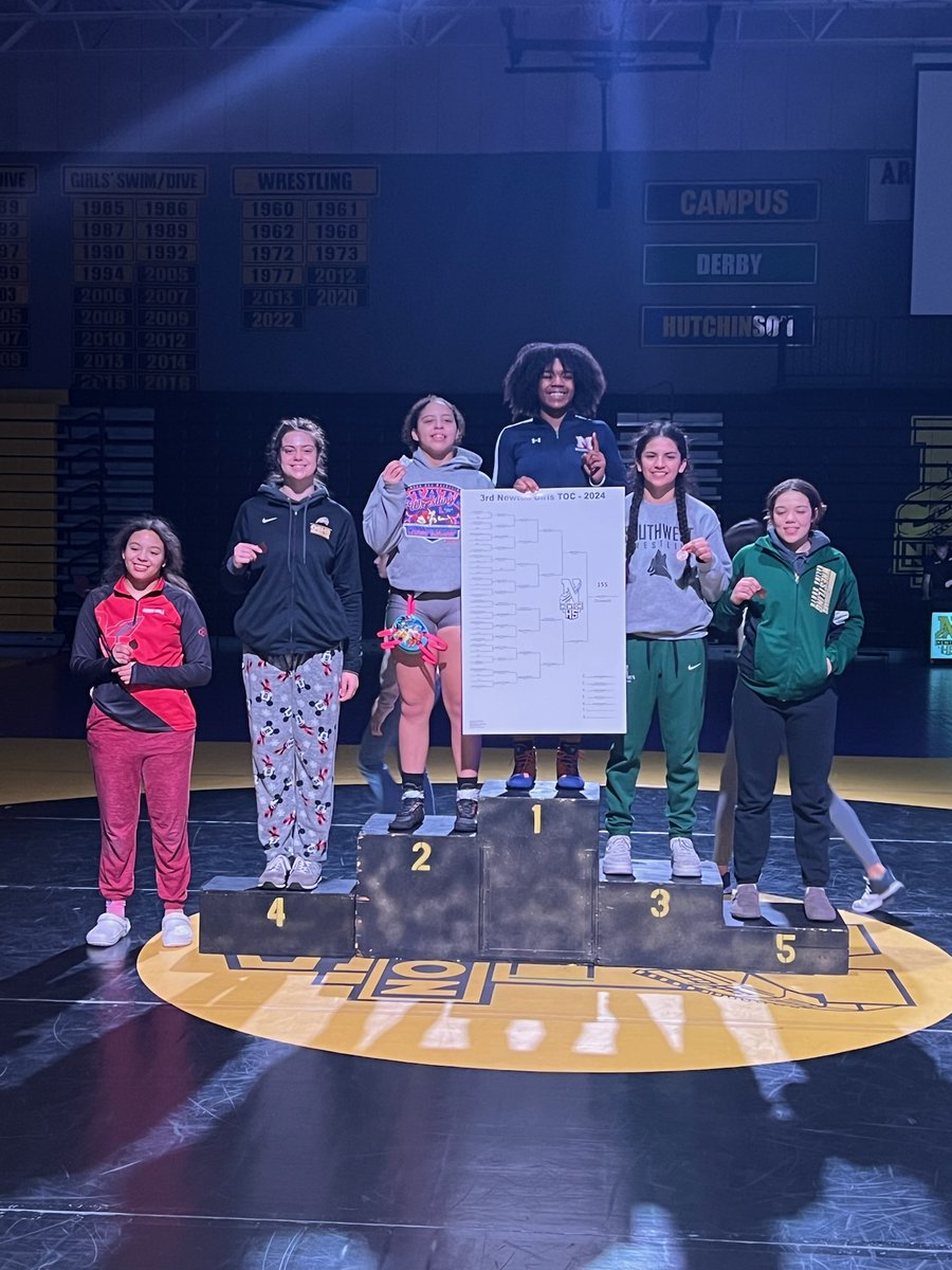OlatheSouthHS's tweet photo. Congrats to the @OS_GirlsWrestle Team on a top 10 finish at the Newton Tournament of Champions. Individual medalists  included Nicole Redmond  1st place (120 lbs), Jose Vance 3rd place (145 lbs), and Justice Thomas 4th place medal (155 lbs). Great work ladies! https://t.co/a5kgydj2Br