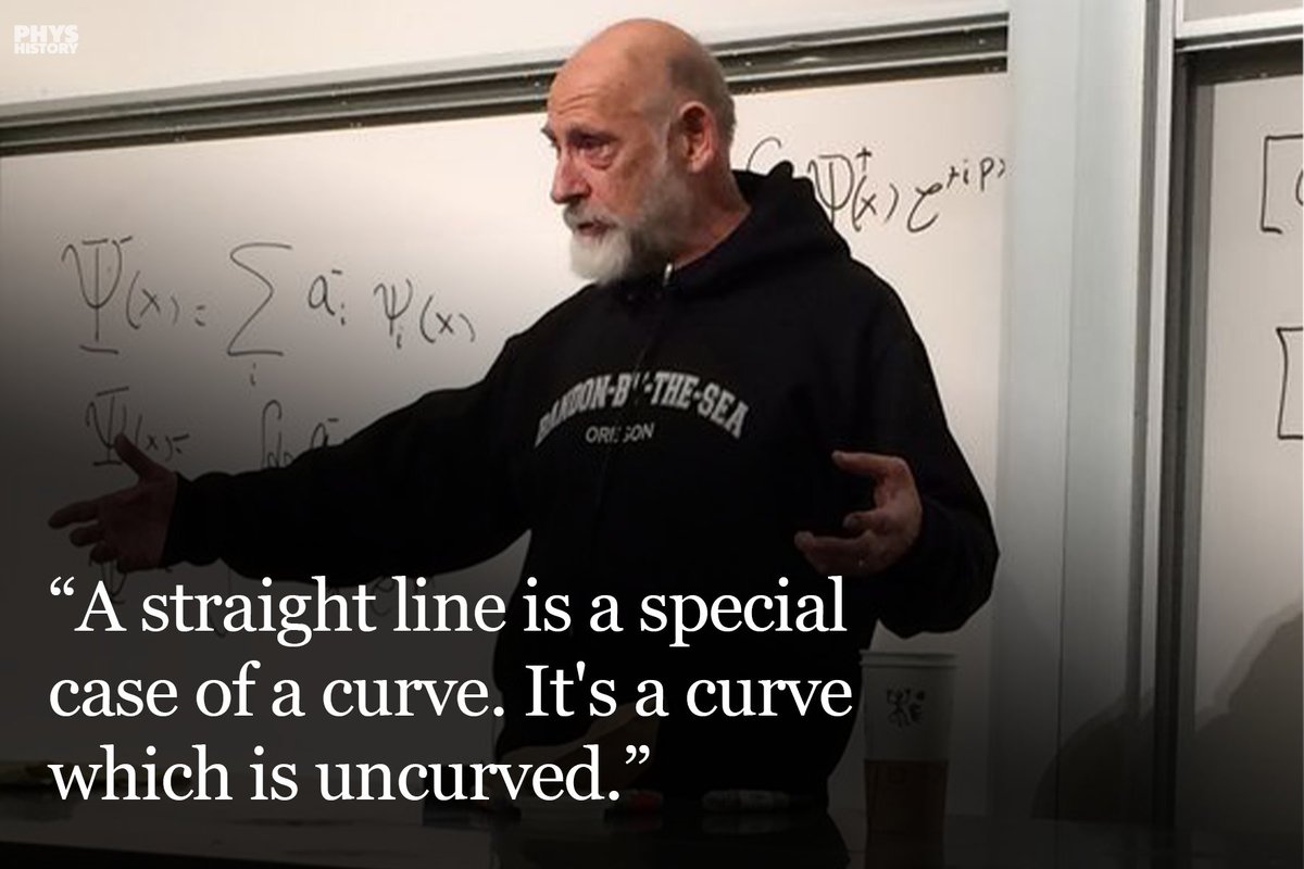 PhysInHistory's tweet photo. Leonard Susskind on straight line and curve 💭 https://t.co/YoAtiflHZw