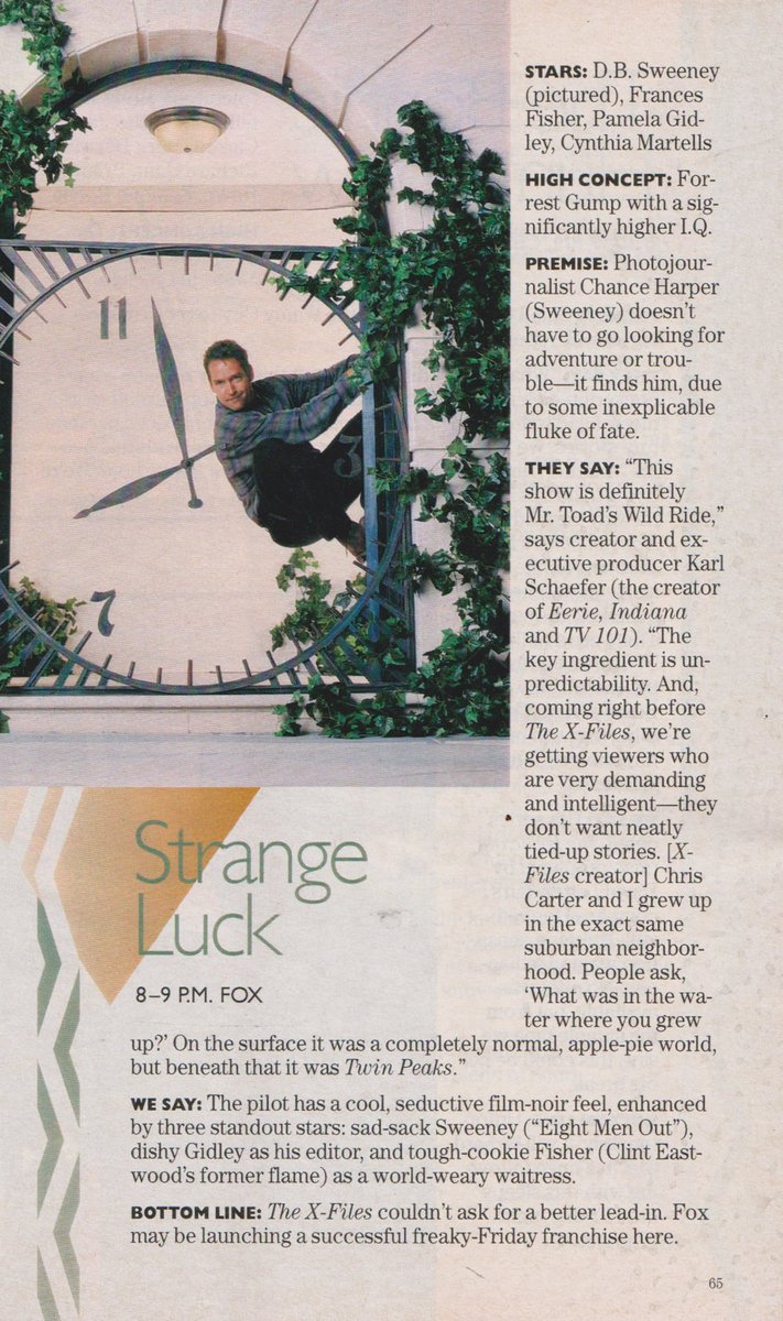 STRANGE LUCK. 1995. 

D.B. Sweeney, Frances Fisher, Pamela Gidley, Cynthia Martells. #StrangeLuck #TVGuide