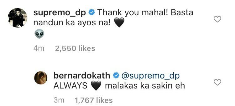 bernardrool's tweet photo. now these former fave ig interactions of MANY ppl who support them together are gone in a flick. every single thing he has done to kathryn has already been tainted and overpowered by his immoral deeds. 

makes me question if he truly loved kathryn. https://t.co/UVz8IaEHyF