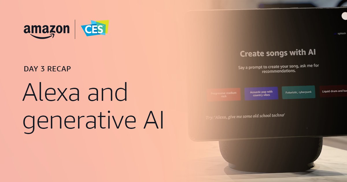 alexadevs's tweet photo. See today's updates from Amazon at #CES2024, including Alexa portfolio companies, Alexa Smart Properties, and more.
π https://t.co/7upAeZ25jP
#AmazonCES #everydaybetter https://t.co/XBfORKUw8P