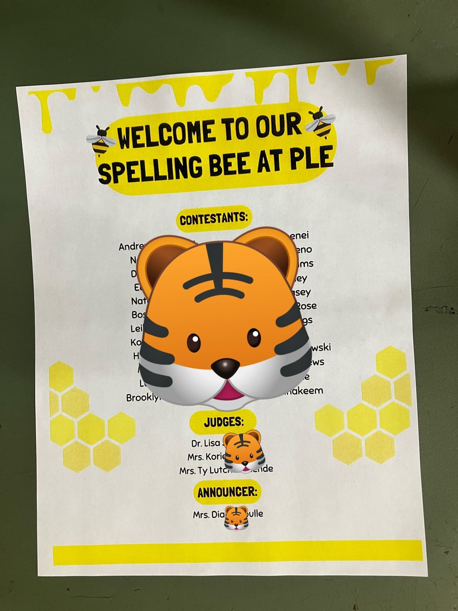 Mott_Leader's tweet photo. Spelling Bee at PLE
 Great job today  🐯s! We are proud of you. #PLEProud #R7Proud https://t.co/1HVv4PK4JL
