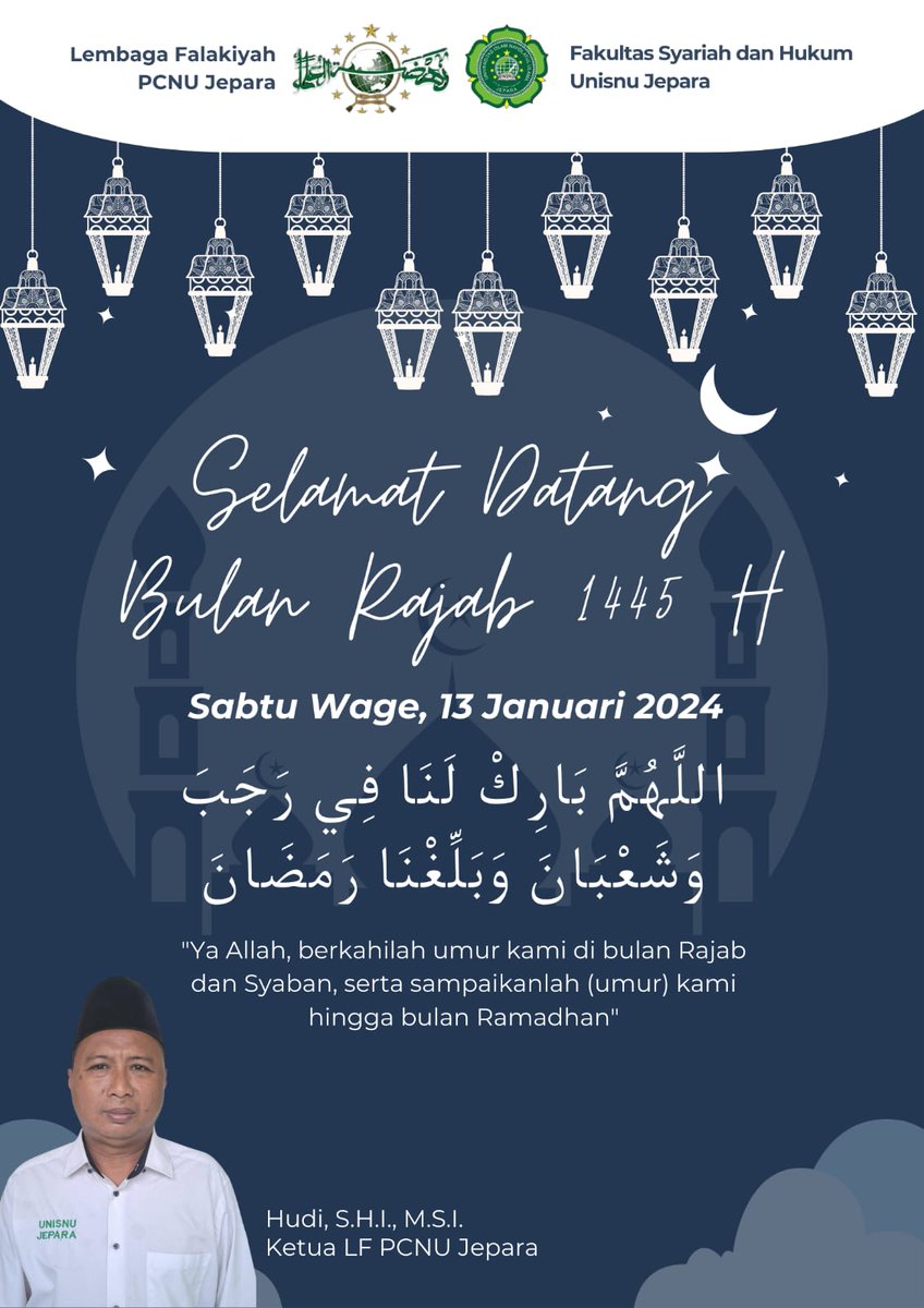 pcnujepara's tweet photo. Awal bulan Rajab 1445 H jatuh pada hari Sabtu, 13 Januari 2024 besok. https://t.co/T2uhVitoh8