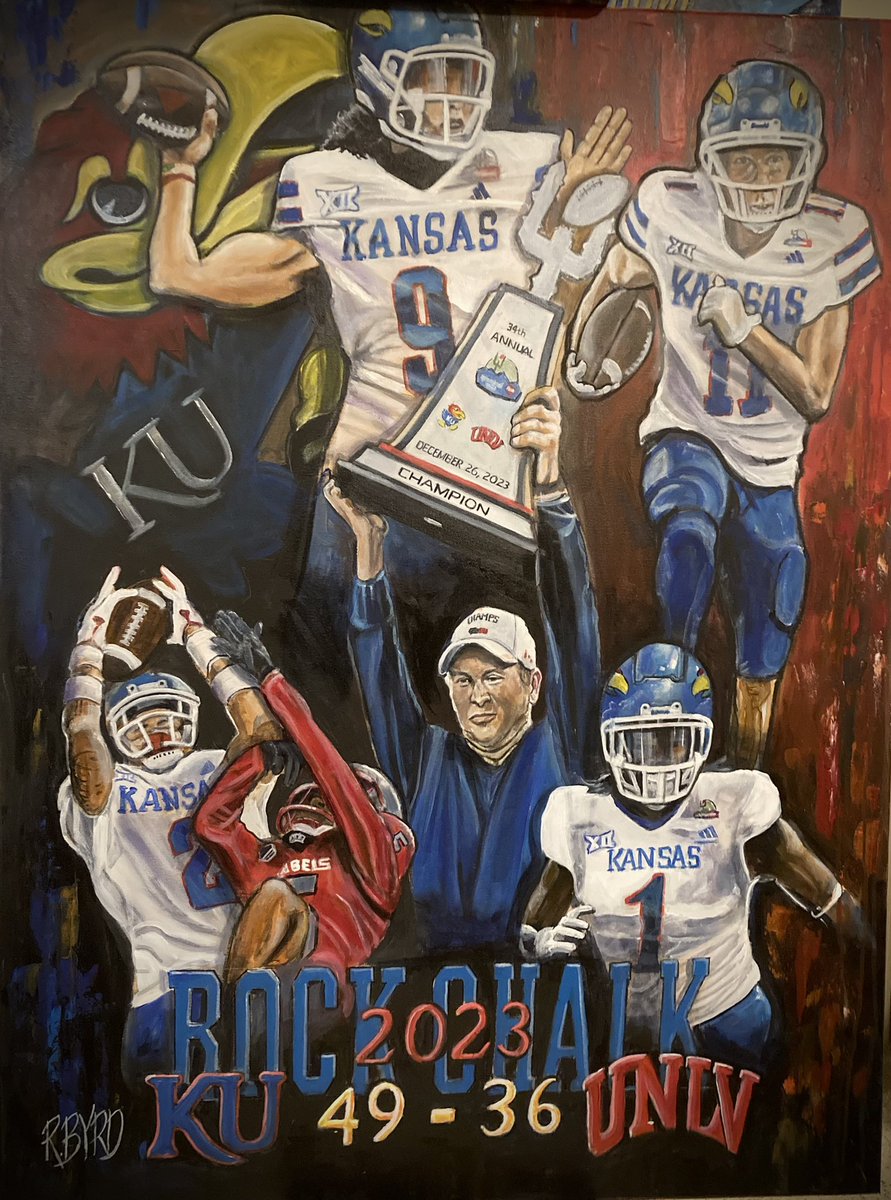michael87308558's tweet photo. @KU_Football Just finished this piece.  The original and prints are available.  Contact me for details. https://t.co/xHZR79LDqU
