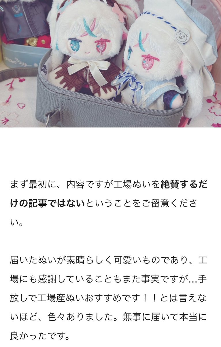 「pixivFANBOXで工場に頼んでぬいを作って貰った話を公開しました!   F」|ビコのイラスト