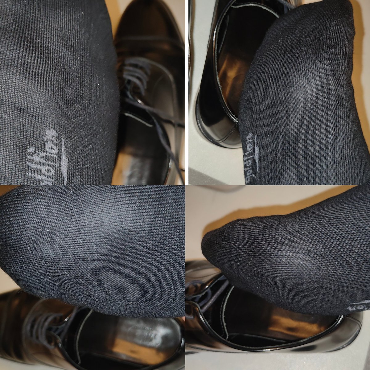 mantou脚汗很大，穿了四天，每天都穿到油光发亮，然后放鞋里呕一晚上入味，第二天继续，连续四天之后，脱出来就是一股云南臭豆豉的味道了，冒着热气，浓烈，上头，最适合下饭😂
😁开玩笑的，虽然穿了四天，也油光发亮了，但是我只能闻出皮革和袜子本身的味道，为此mantou很自卑，不能臭翻所有人😂