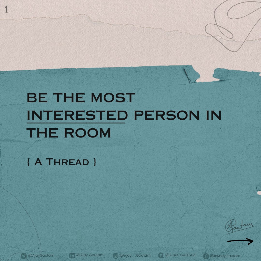 AjayGautam__'s tweet photo. BE THE MOST INTERESTED PERSON IN THE ROOM.

Master The Art Of Being Interested, Not Interesting. Elevate Connections Effortlessly.

[A Visual Thread]

#BeCurious #ListenAndLearn #GenuinelyInterested #PeopleSkills #NetworkingWins #LearnFromOthers #ConversationMaster #BuildConnect https://t.co/X2cOBlAOlT