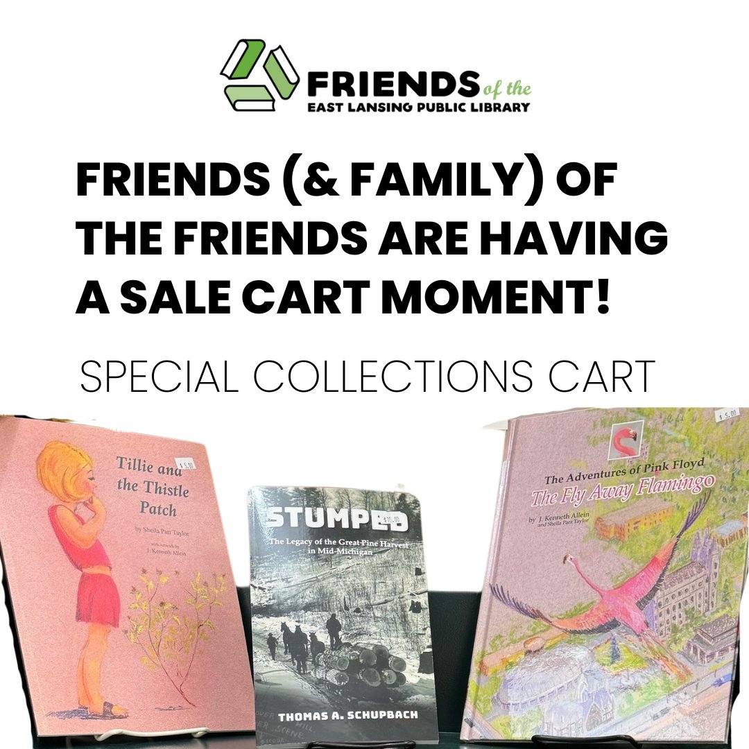 FriendsofELPL's tweet photo. Hurry up, you're going to need some reading material during the storm.

#friendsoftheeastlansingpubliclibrary #FOELPL #friendsofelpl #marshasfriendshop #eastlansingpubliclibrary https://t.co/lUEUYv69uK
