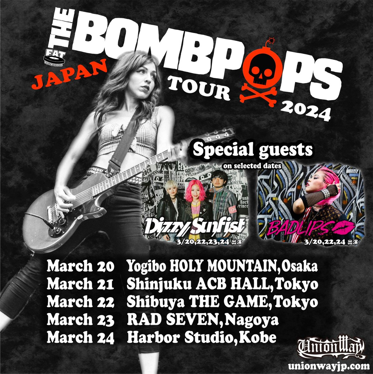 badlips_punk's tweet photo. 【THE BOMBPOPS JAPAN TOUR 2024出演決定】

下記の公演への出演が決定しました！
3/20 Yogibo HOLY MOUNTAIN
3/22 Shibuya THE GAME
3/24 Kobe Harbor Studio

🎫

https://t.co/VRlVZAgeL9 https://t.co/PwjjfAIgru