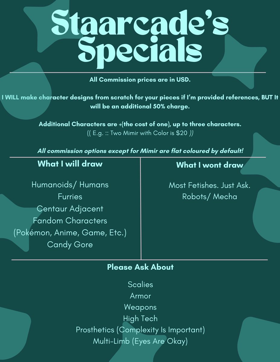 staarcade's tweet image. So, sososo. 

My sketch c✨️mms??? Forever open starting now!!! All forms of them, from mimir to fullbody!!! 

Info in thread! 🧵