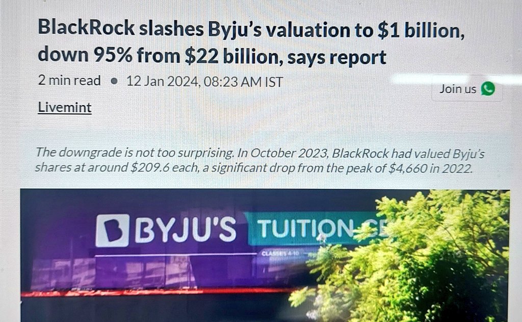 Spar_Consulting's tweet photo. Oh how the mighty have fallen 😒

All beacuse of 1 fatal sin - GREED 

#BYJU #BYJUS https://t.co/aAp6Xyg35o
