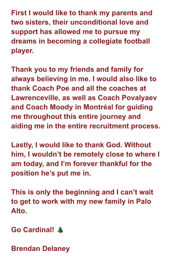 #AGTG I am blessed to announce my 100% commitment to @StanfordFBall cannot wait to visit my new HOME January 20th! #GoCardinal 🌲 

@TroyTaylorStanfordU @RossKolodziej <a href="/StanfordFBrec/">Stanford Elite</a> <a href="/CoachPehrson/">Coach Preston Pehrson</a> <a href="/TheBecaPerez/">Beca Perez</a> <a href="/StanfordRivals/">Stanford Rivals</a> <a href="/CoachPoeWins/">Napoleon Sykes Jr.</a> <a href="/LvilleBigRedFB/">Lawrenceville Football</a> <a href="/GoStanford/">Stanford Cardinal 🌲🤓</a>
