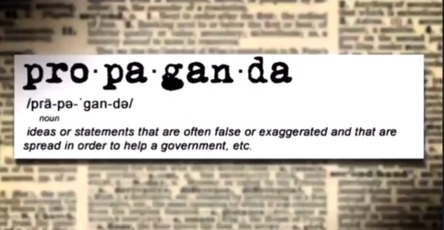 TalkWithSally's tweet photo. @therabbithole Propaganda: ideas or statements that are often false or exaggerated and that are spread in order to help a government, etc. https://t.co/6jfc0RjC7N