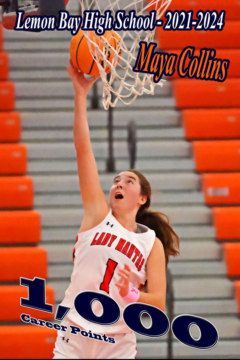 The Lemon Bay girls basketball team was in the small gym tonight, where it dispatched Lakewood Ranch, 51-45. In the process, Maya Collins became the area's third player this season to reach 1,000 career points. #SunPreps