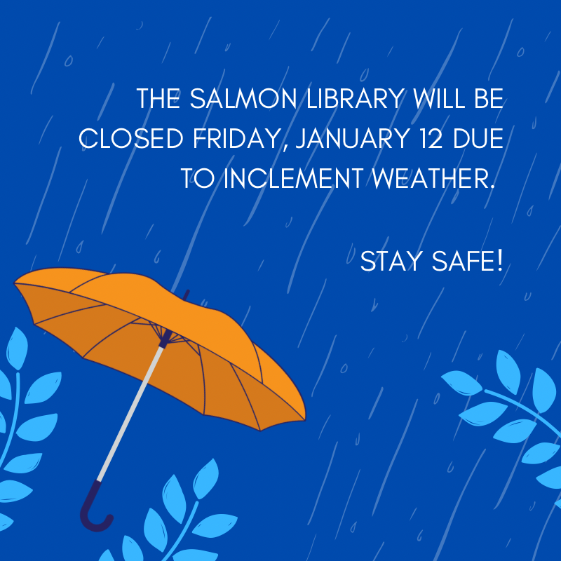 UAHLibrary's tweet photo. The Salmon Library will be closed Friday, January 12 due to inclement weather. https://t.co/0Aic5BA99w