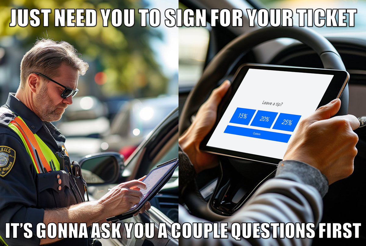kaiznjosh's tweet image. "Sir I'm gonna have to ask you to leave a tip."
My brother had the idea for this meme and asked me to make it. 😂
Both photos are generated with Midjourney. Second one is also photoshopped.
Side note, MJ --V6 is crazy realistic.