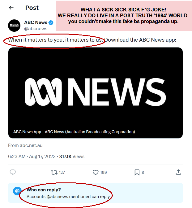 TrueNewsFeed's tweet image. #auspol #notourABC 

why our LaborLite Govt have done less than nothing about the truth-free cesspit 'our ABC' has become.

anyone got a theory or reason?