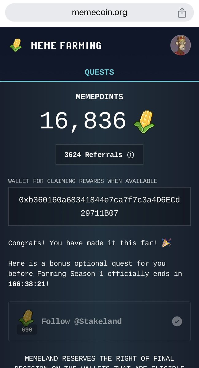 ken_koo's tweet photo. 69 $MEME (@Memecoin) Giveaway 

GMGM All @Memeland farmers, I’ve prepared a fresh wallet & transferred 4761 Memecoin (69X69) & some ETH for gas into this wallet.

I’ll selected 69 winners to receive my airdrop of 69 $meme to complete the last task (Season 1) of farming the #MEMEPOINTS 

Newcomers also welcome by using my MVP #213 as your referral code to join

Please：

1. Like & repost this tweet 

2. Follow @ken_koo @kk11eth @KenKoo02911087 

3. Tag more friends will increase your chance

48 hours to go from now

PS. Supporters to me by using my referral code have the top priority or show me your farming address in comments which have none $MEME also for easy pickup. Don’t fake me because I’ll check 😆