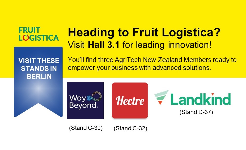 Attending @fruit_logistica in February? Stop and visit this terrific trio of companies! Pop a bookmark in your event app and visit the teams at @waybeyond_io , Hectre and Landkind at Hall 3.1😎