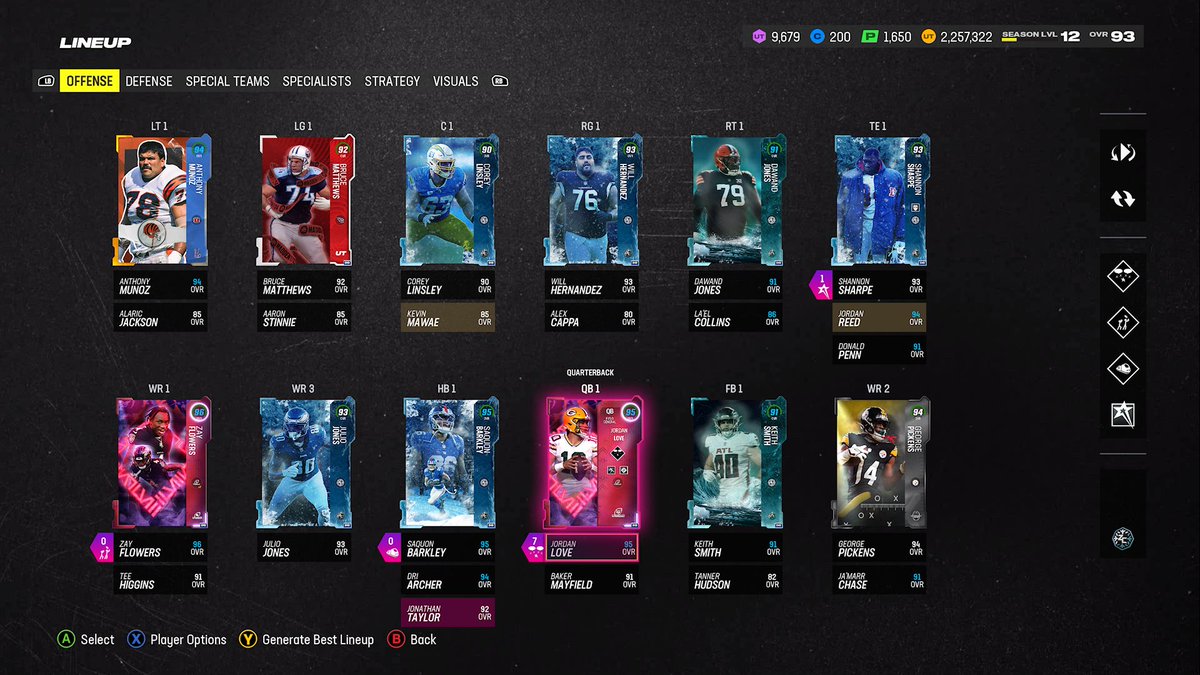 jeyevory's tweet image. MUT Squad update. Not perfect but I’m going to try to win a SB with this team #MUT24 
25 Bengals
25 ZC
12 Playoffs