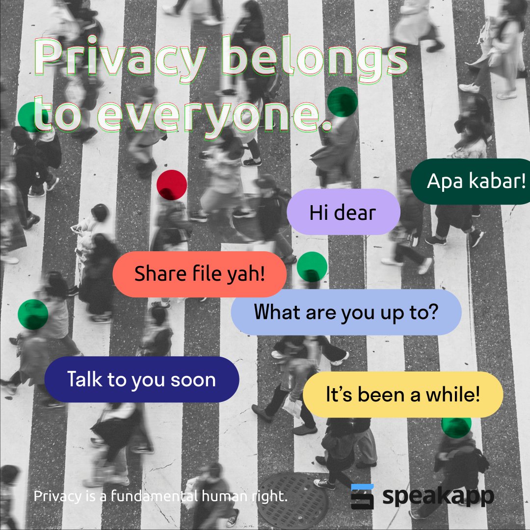 speakappme's tweet photo. Privacy is a fundamental human right. It's also one of our core values.

#speakapp #web3  #messenger #privatemassage #privacy https://t.co/ajfhr8pkle