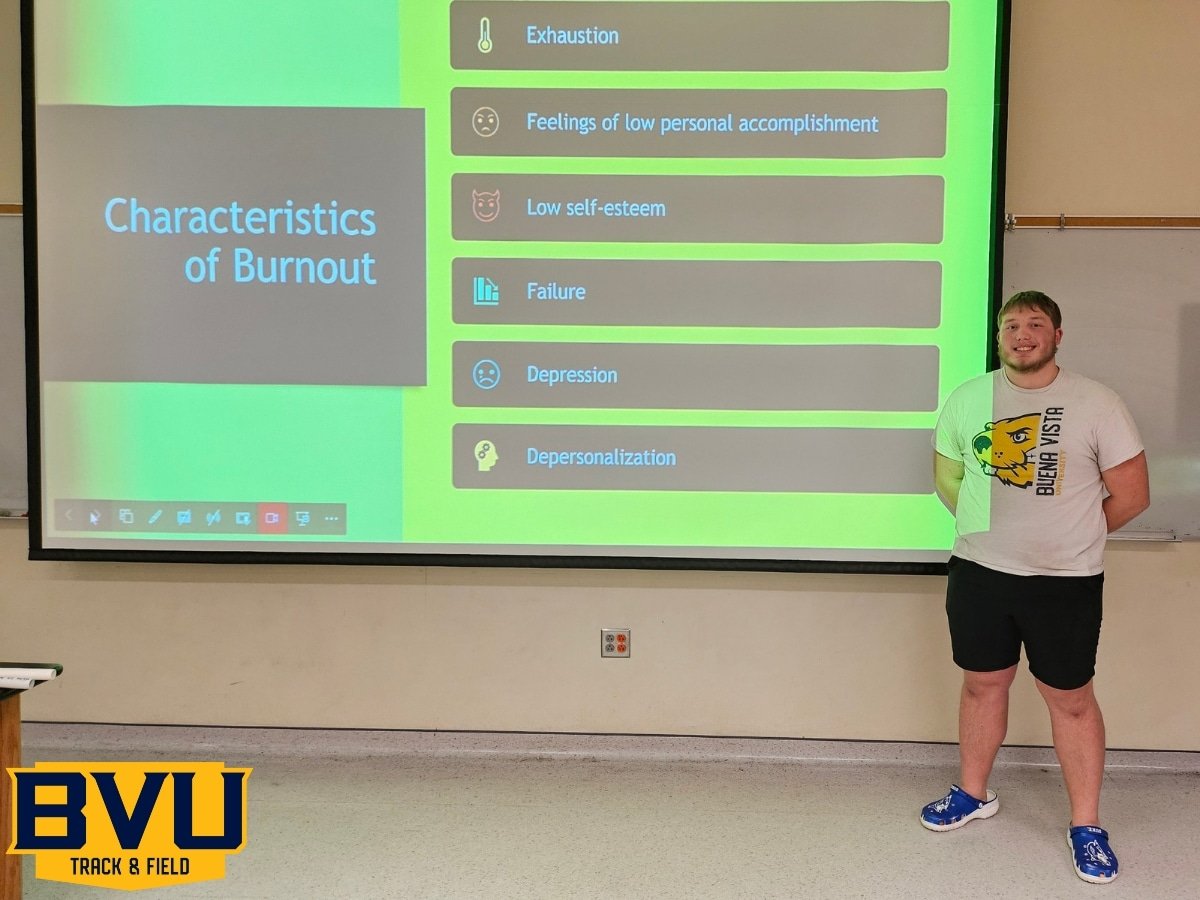 David Crow presented to his teammates on "Burnout." He talked about how athletes and coaches can feel burnout and how we can navigate through those moments in our career. David is such a great leader for our team!
#DamFam🦫 #Leadership

@bvuathletics