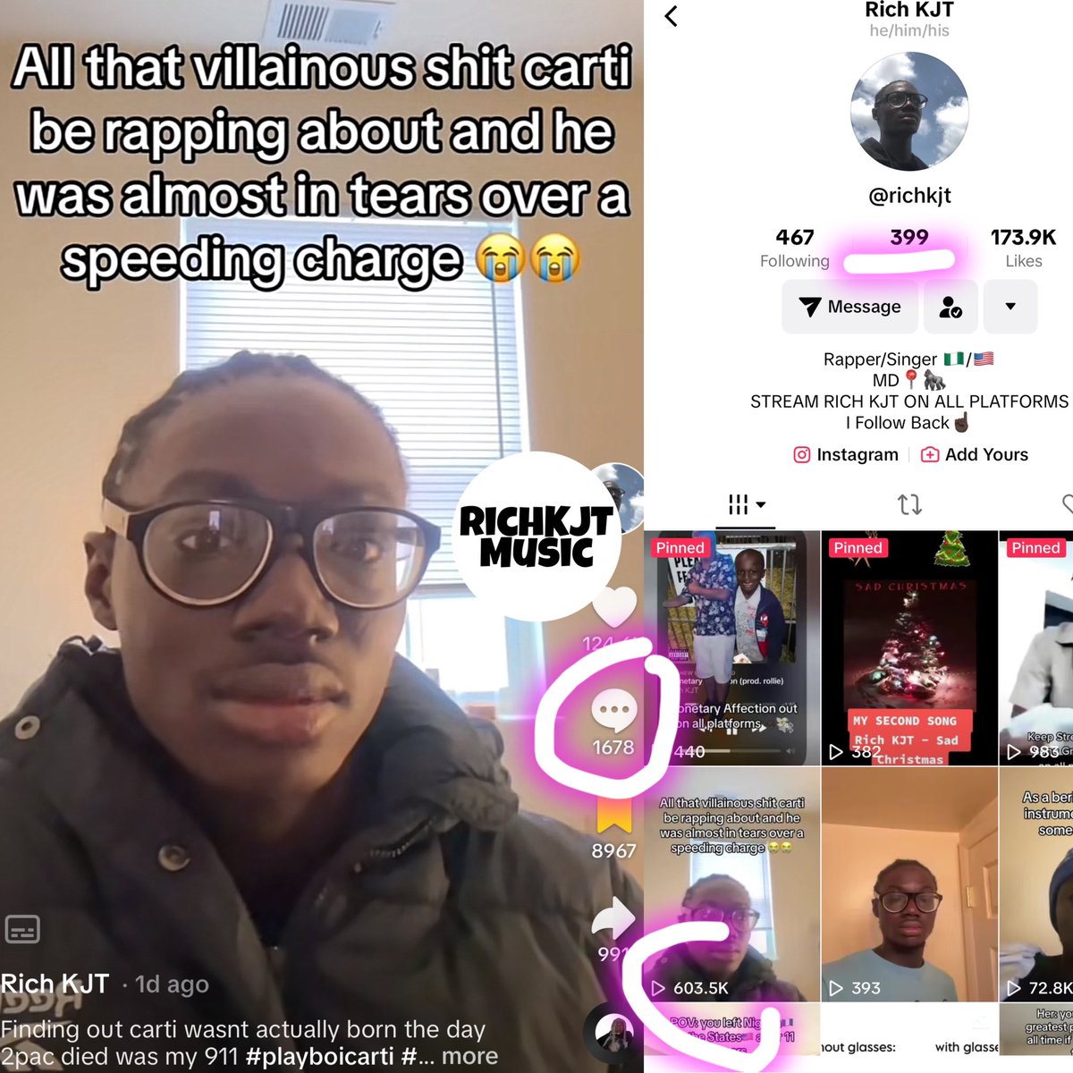 drkemiofnigeria's tweet photo. Follow my underground rapper son @Richkjtmusic on TikTok and see why the whole of hiphop America 🇺🇸descended on one single post😳yesterday. He has 324 followers and about to make history. Be part of it📌 @playboicarti 😉👀
Stream #MonetaryAffection today
LINK: https://t.co/hv7YLSlY4W
#Feedthegoat