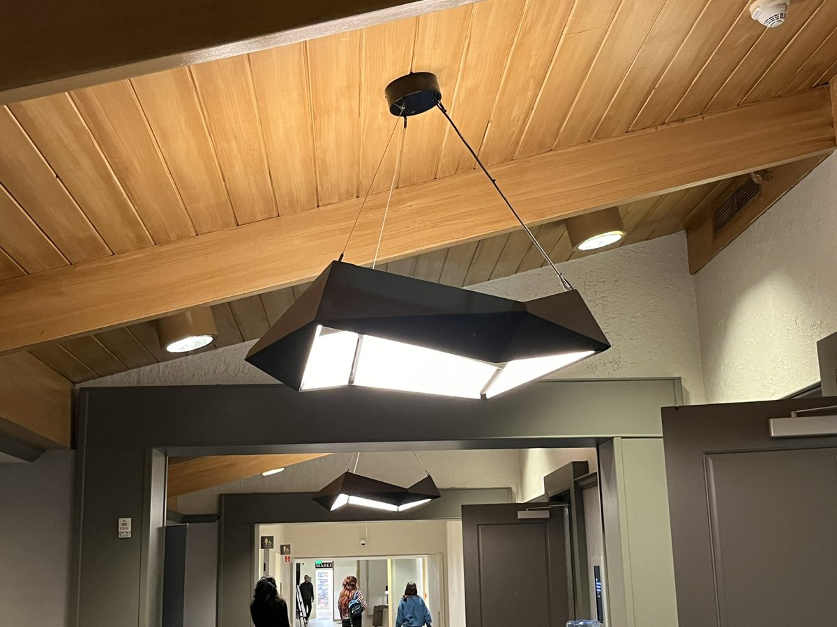 rossbiology's tweet photo. Never before noticed the cyclohexane lights at the #CSUbiotech Marriott Santa Clara! #nerd #allchairnoboat IYKYK https://t.co/lHYkjDLmtf