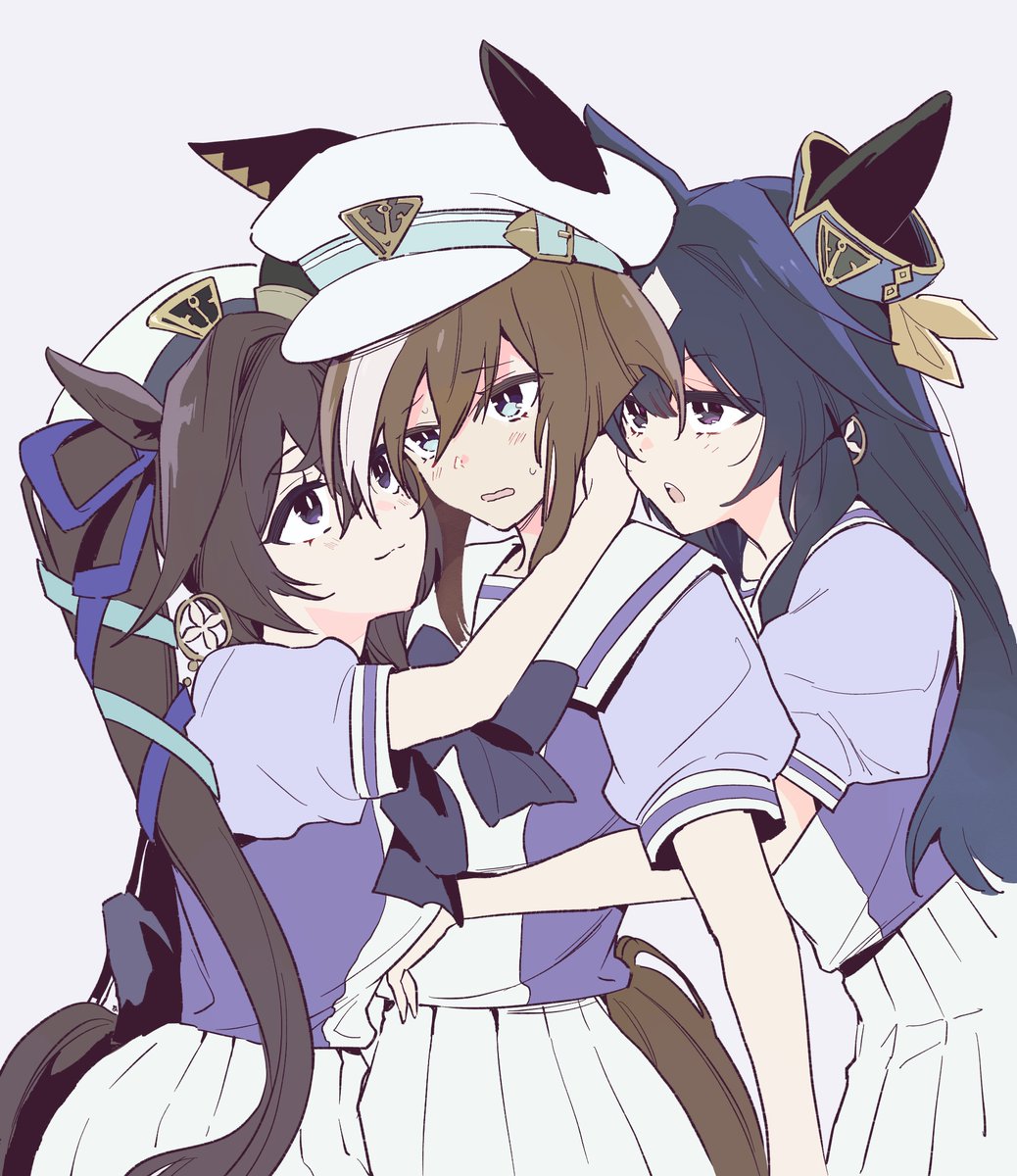 シュヴァルグラン(ウマ娘) 「ヴィルシーナとヴィブロス、2人でシュヴァちを挟んでほしい そして困らせてほしいの」|ありいめめこ＠マイヒ14巻3/30のイラスト