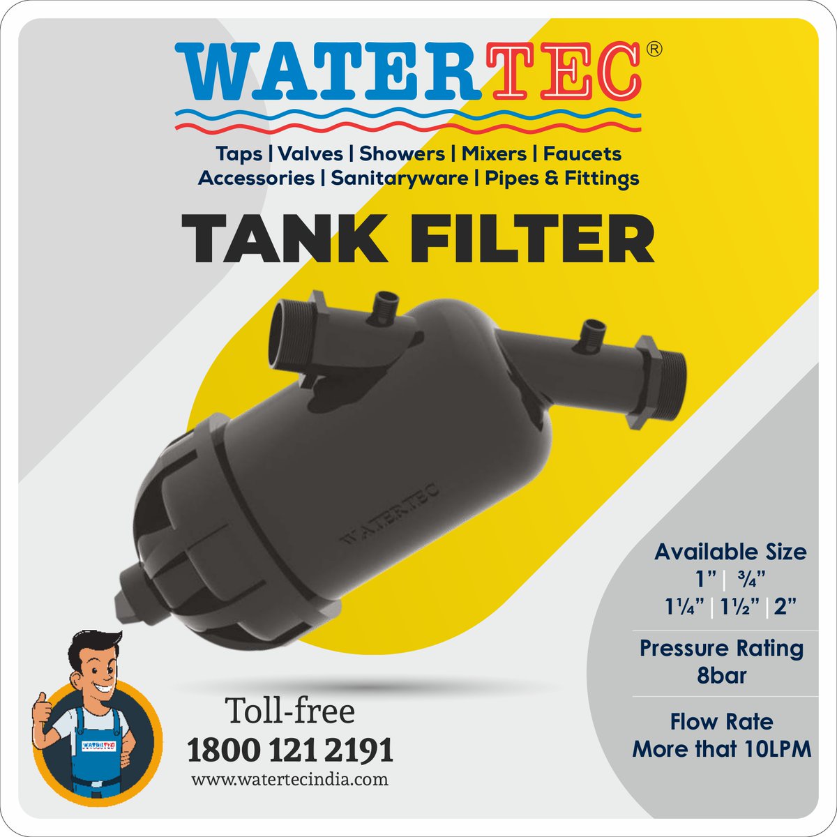 Clean Water with Tank Filter.

Durable | Anti-Clogging | Corrosion- Free | Easy to Install
#watertec #polymer #showers #sanitarywares #cromo #tankfiltert #cleanwater #water #waterfilter #waterislife #health #watertreatment #purewater #waterfiltration #waterquality