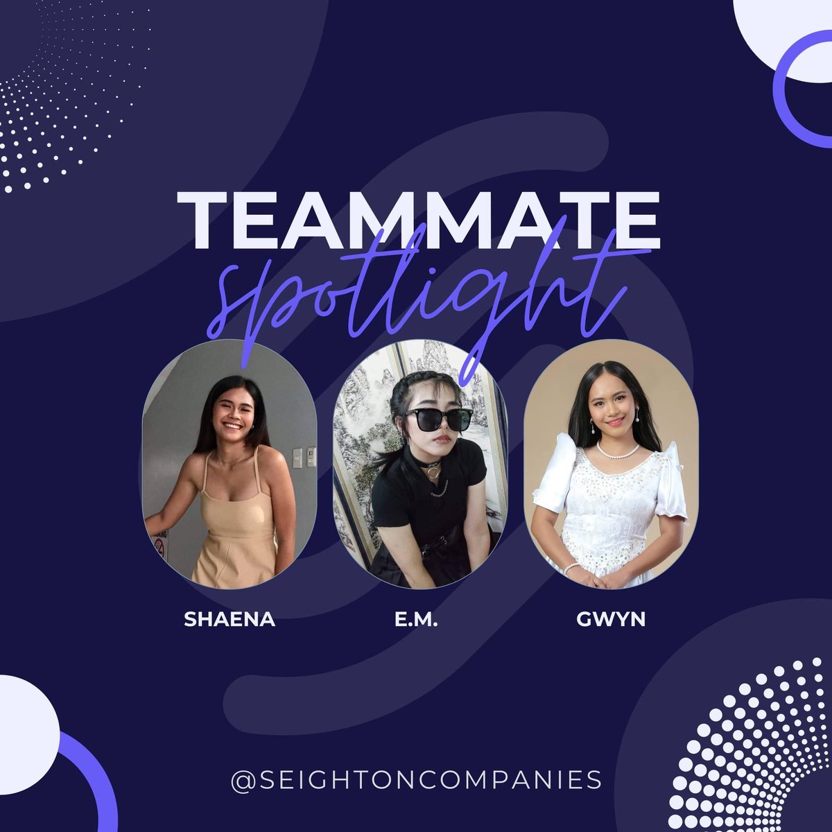 seightonph's tweet photo. #SeightonAppreciates

Celebrating the heartbeat of our success! 𝐒𝐡𝐚𝐞𝐧𝐚, 𝐄.𝐌., 𝐚𝐧𝐝 𝐆𝐰𝐲𝐧 — your unwavering dedication, positive attitude, and exceptional skills are the driving force behind our success 💙💜 https://t.co/ybhgclNkbh