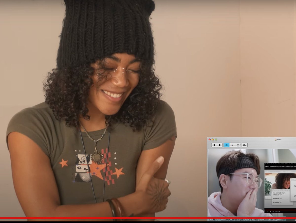 StudioCony's tweet photo. OMG UMI reacted to my reaction!!
And she spoke in Japanese!!!

As a Japanese army &amp; UMIY, I am so proud of what she is doing~💖

UMI's video(I am the last reactor in the vid)
https://t.co/OuMiWVGtuh

My Video
https://t.co/EjEOf2cf4z

#UMI #BTS #V #Wheneverur #Taehyun
#ARMY #HYBE https://t.co/Ky5YMUdT87