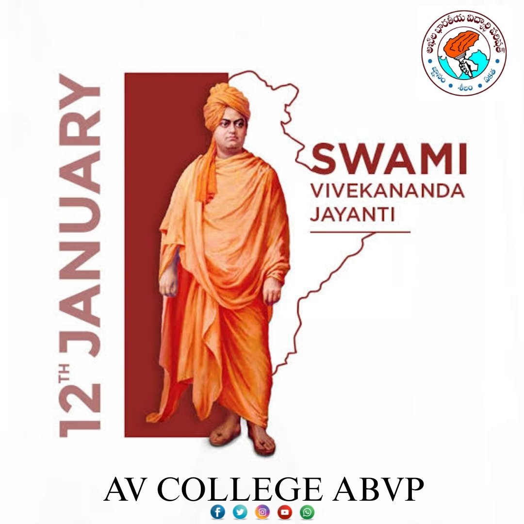 ABVPAVCOLLEGE's tweet photo. Remembering #SwamiVivekananda, a true karmayogi and an eternal youth icon on his 161 Jayanti.. #NationalYouthDay. https://t.co/moCmsIXTBb