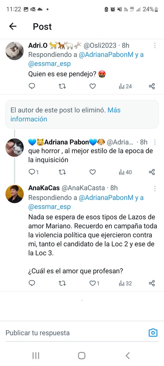 Excandidata edil loc 3 santa marta y actual edil loc 2 difamando y degradando con la premisa de defensa de la vida... que se puede esperar con la falta de educación <a href="/mgiraldosenador/">Mauricio Giraldo</a>