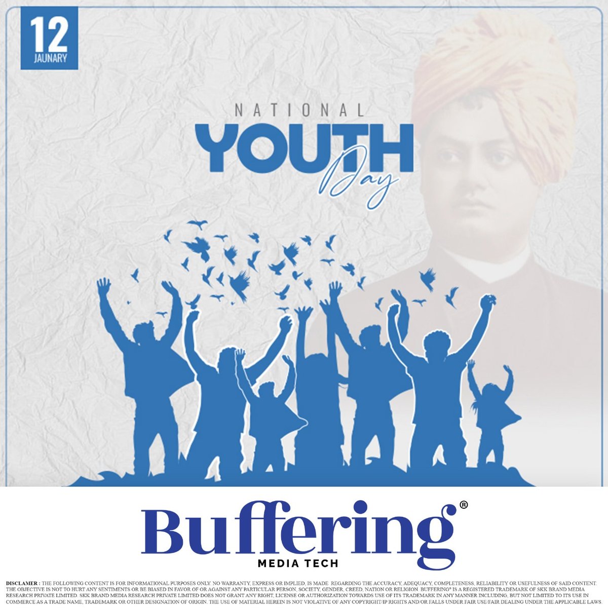 Bufferingmedia's tweet photo. #NationalYouthDay is observed to celebrate the energy, creativity, and potential of young people worldwide. It honors the birth anniversary of #SwamiVivekananda, emphasizing the role of youth in shaping the future. (1/3) #NationalYouthDay2024 https://t.co/dh6HXstDW3
