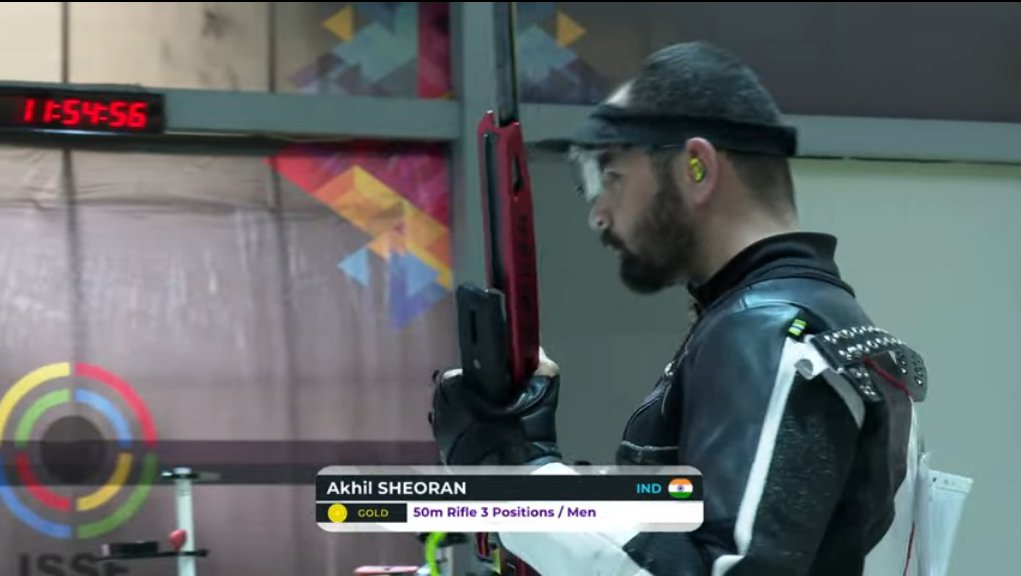 Shuvo10976159's tweet photo. SHEORAN Akhil wins GOLD medal in 50M RIFLE 3 POSITIONS MEN category at ASIA OLYMPIC QUALIFICATION RIFLE / PISTOL. #Sooting https://t.co/zJMIN3DMpS