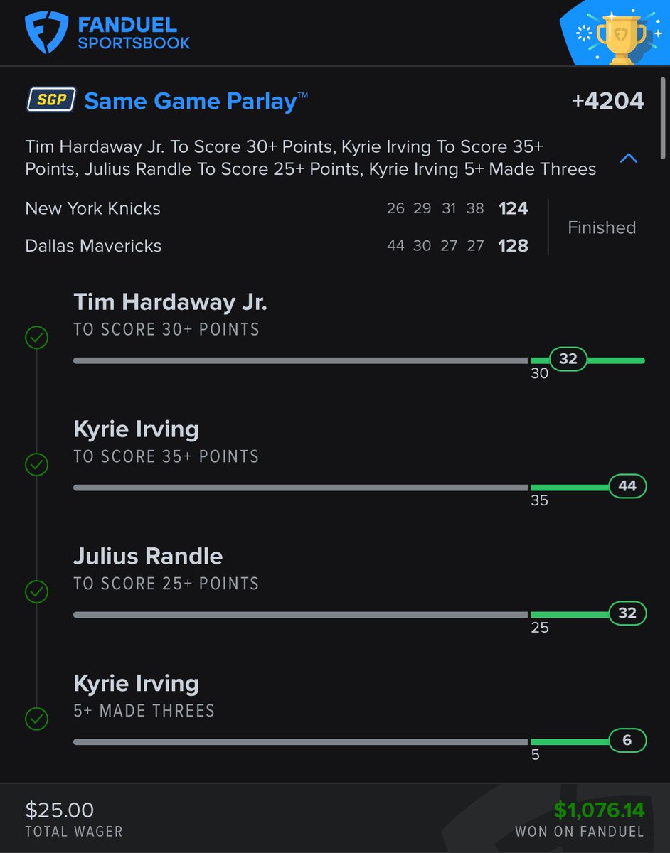 acepicks_'s tweet photo. Took a break from gambling but we coming back 2024 team is heating up #GamblingsTwitter #GamblingCommunity #fanduel #sportsbettingtwitter #knicks #Mavericks https://t.co/fr2YsEFzKK