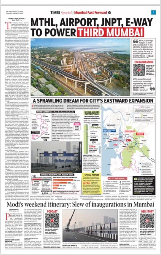 MMMOCL_Official's tweet photo. Unlocking Potential: @timesofindia explores the transformative impact of #MTHL on the growth of Third Mumbai and Navi Mumbai, highlighting the vision of @CMOMaharashtra @DrSanMukherjee and efforts by @MMRDAOfficial. 

#AtalSetu #MTHL #FutureForward #MumbaiProgress #UrbanInfrastructure #RebootingMumbai #ReshapingMMR  #MMRDA #InfrastructureDevelopment #UrbanGrowth