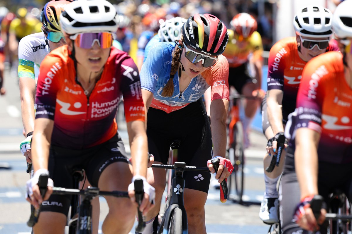 Sofia #Bertizzolo 3rd in the 1st stage of the @tourdownunder. A very positive result, the team has done a great job together and gained confidence for the coming days ph. @SprintCycling #UnitedToBeStronger #TourDownUnder #WeRideToInspire #Believe #UAETeamADQ