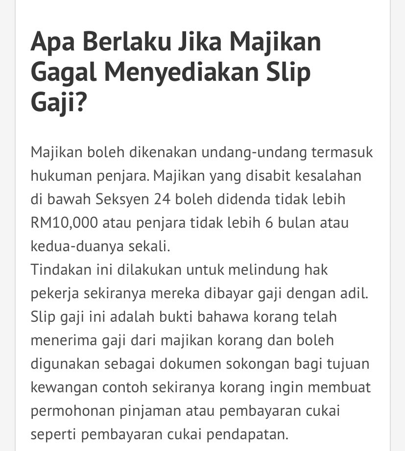 Majikan tak bagi slip gaji?