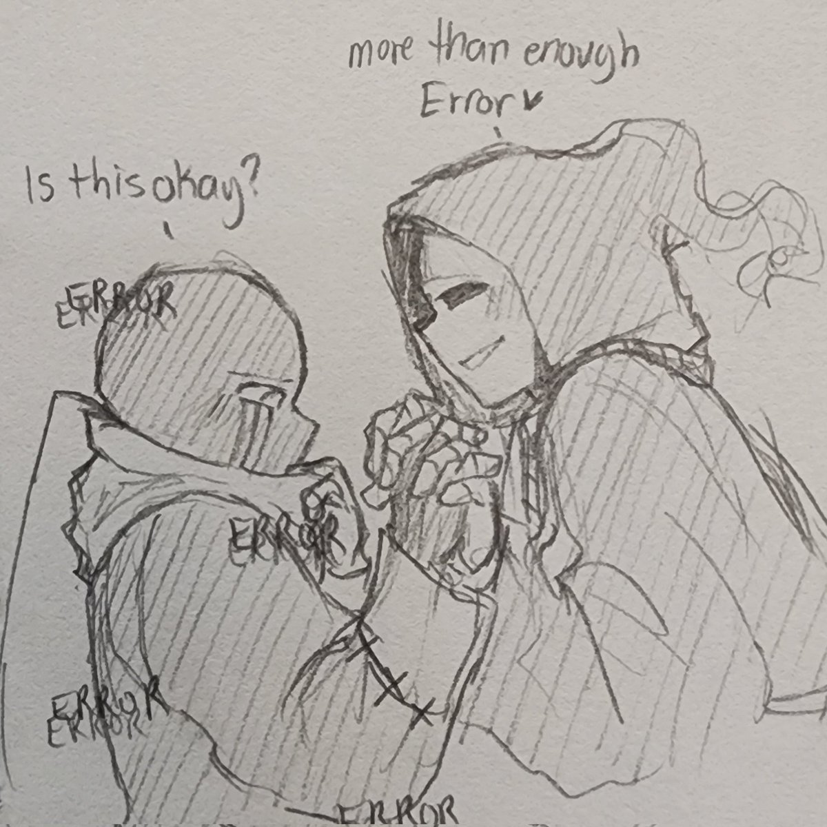 starsny14's tweet photo. Have some fluff destructivedeath😌
No angst for todayy just some cute fluff for these two bbs<3
Context:
Reaper finally comes to the realization that Error and Geno are two different people
.
.
.
#sansau #reapersans #errorsans #destructivedeath #errorxreaper https://t.co/7PnSmqjD0U