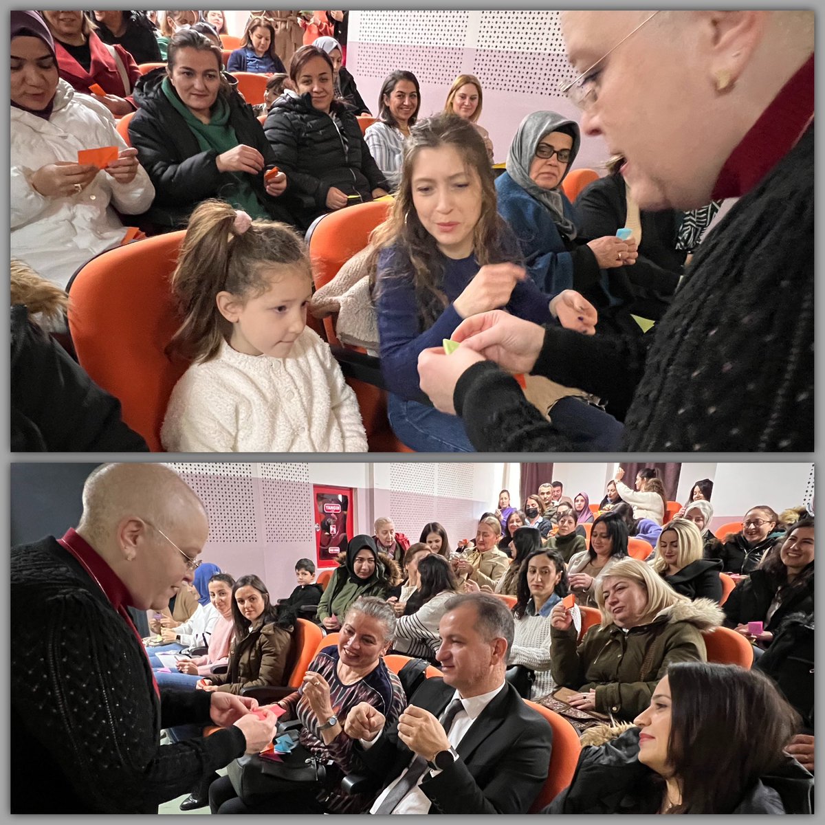 storigami_ebru's tweet photo. Dün Mamak Ergenekon Anaokulu ve İlkokulu’nun davetlisiydim. Öğretmenleri, velileri, çocukları ve yöneticileriyle harika bir konferans gerçekleştirdik.#dilimizinzenginlikleriprojesi kapsamında eski öğrencim @bktyaslik nın davetiyle #storigami yöntemini tanıttım. 🤩🧿🥰 https://t.co/tVSKMzuQac