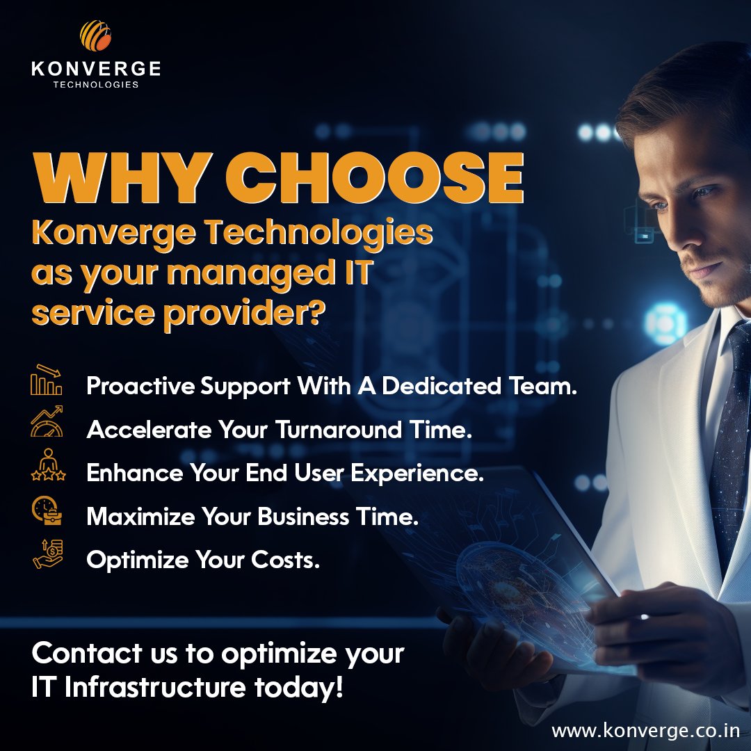 Elevate your business with Konverge Technologies as your #ManagedITService Provider!

Explore the key advantages that set us apart: from proactive support with a dedicated team to optimizing costs, we're here to accelerate your success.

Contact us now: konverge.co.in/contact/