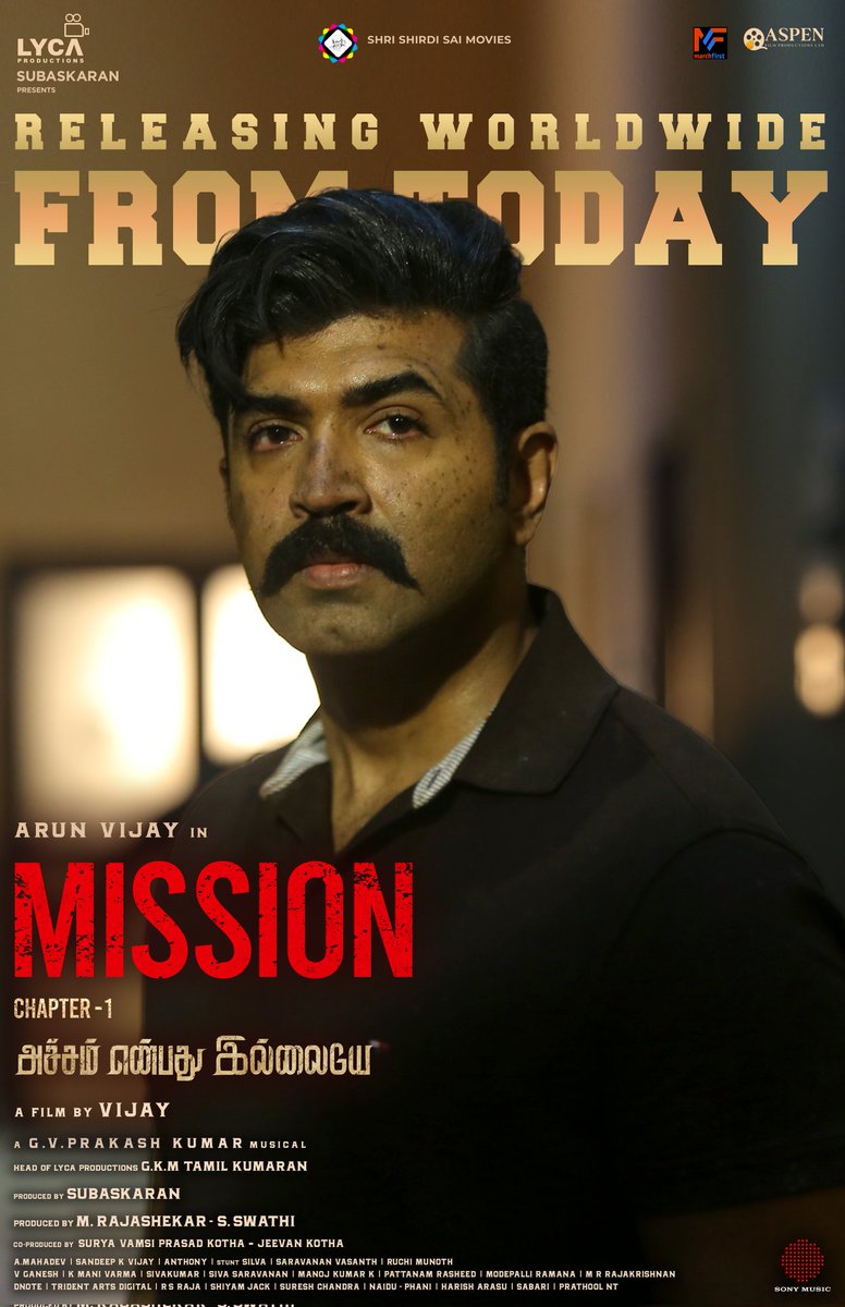 GoldwinSharon's tweet photo. #MissionChapter1 1 day to go...!!!
#MissionChapter1Trailer
|#missionchapter1frompongal
|#MissionChapter1FromJan12
#ArunVijay |#AmyJackson
#NimishaSajayan |#AbiHassan
#JasonShah |#BharatBopanna
Director 📹: #alvijay (#thalaiva)
Music by 🎵: #GVPrakash https://t.co/UPGFSJF3yh
