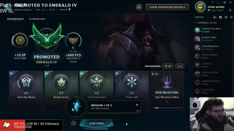 velthorn2137's tweet photo. WE GOT EMERALD LET'S GOOOOOOOOO!!!!!!!!!! LEAGUE STREAM LATER, FOLLOW AND STAY TUNED!!!
https://t.co/bnGW7Or2oP
#twitch #streamer #smallstreamer #leagueoflegends #topmain #lol #emerald #rankeds #uwu https://t.co/bQ8Sl71uwp