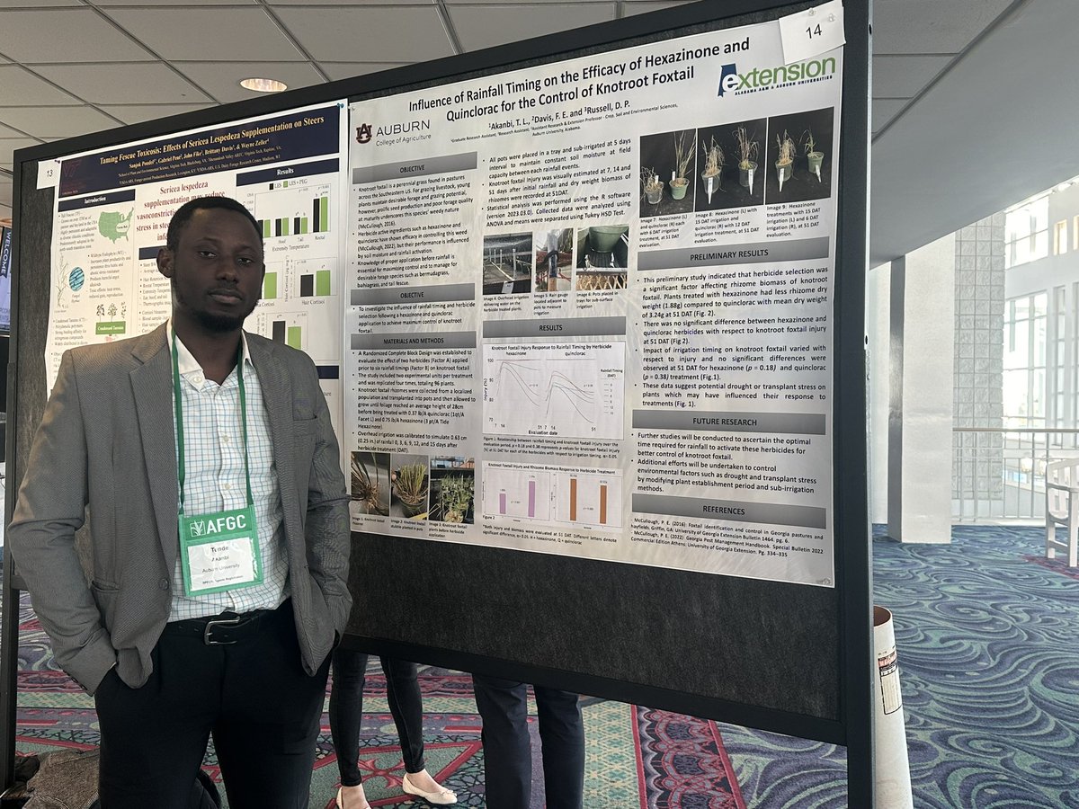 Tunweeds's tweet photo. I had the opportunity to attend the American Forage Grassland Council Conference where I presented a poster on management options for knotroot foxtail in pasture with @D_Russell2 and I also had an opportunity to meet with the Executive Director of AFGC @Tina Bowling…#AFGC https://t.co/MJZ8EeB5HC
