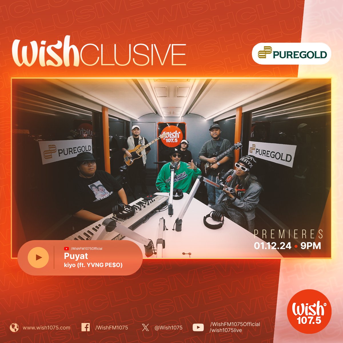 Reflecting on the challenges of fame as they grow older, @Yukihirorubio and YVNG PE$O bring their collaborative track 'Puyat' to the Wish Bus for our newest Wishclusive! Their video drops tonight on our YouTube channel! This Wishclusive is brought to you by @Puregold_PH.