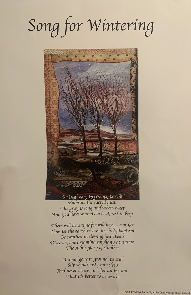katbancroft's tweet photo. I’m blown away by how stunning this broadside of my poem “Song for Wintering” is. @oormilaprahlad couldn’t have painted a lovelier piece, and I’m honored that she chose my words to beautify. Thank you, Oormila, for making this! And thanks to @thimblelitmag for publishing my work! https://t.co/7y9dKMBYu7